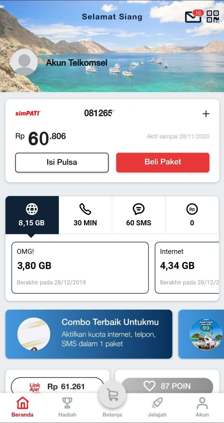 Tampilan Aplikasi MyTelkomsel